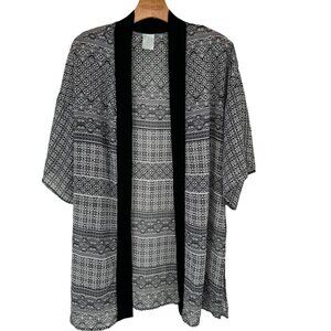 Kona Sol Womens Kimono Cardigan cover up swim Black  Pattern Size S/M